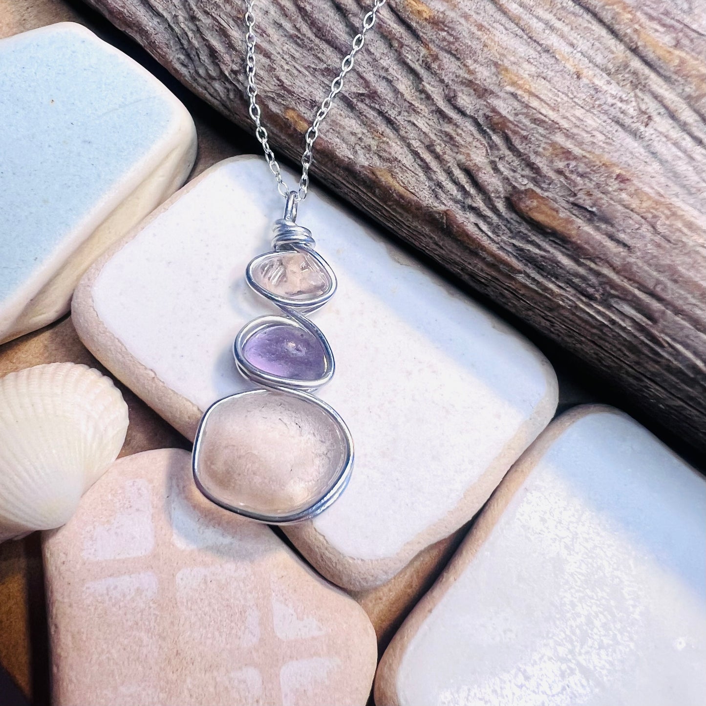 Three Piece Seaham Sea Glass Pendant