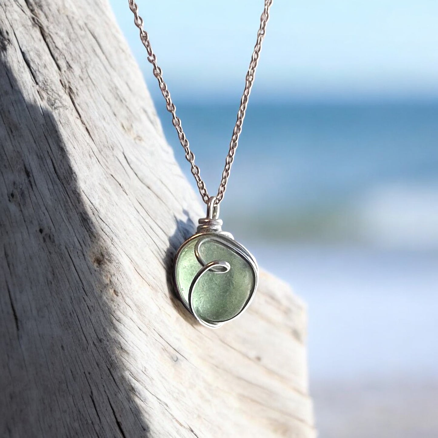 Seaham Sea Glass Aqua Bubble Pendant