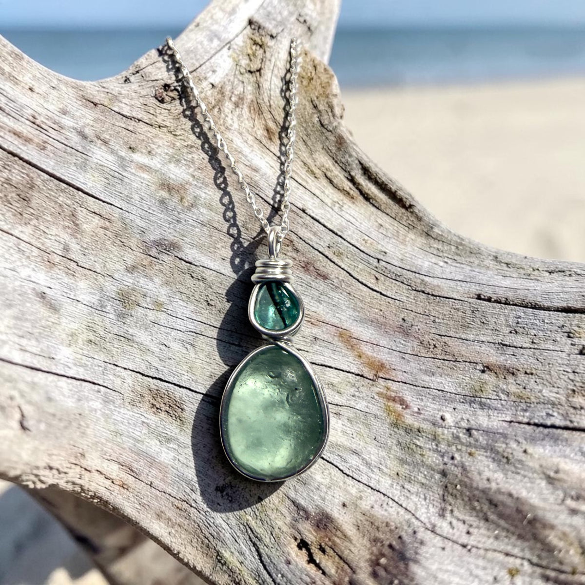Pale Green Seaham Sea Glass Pendant