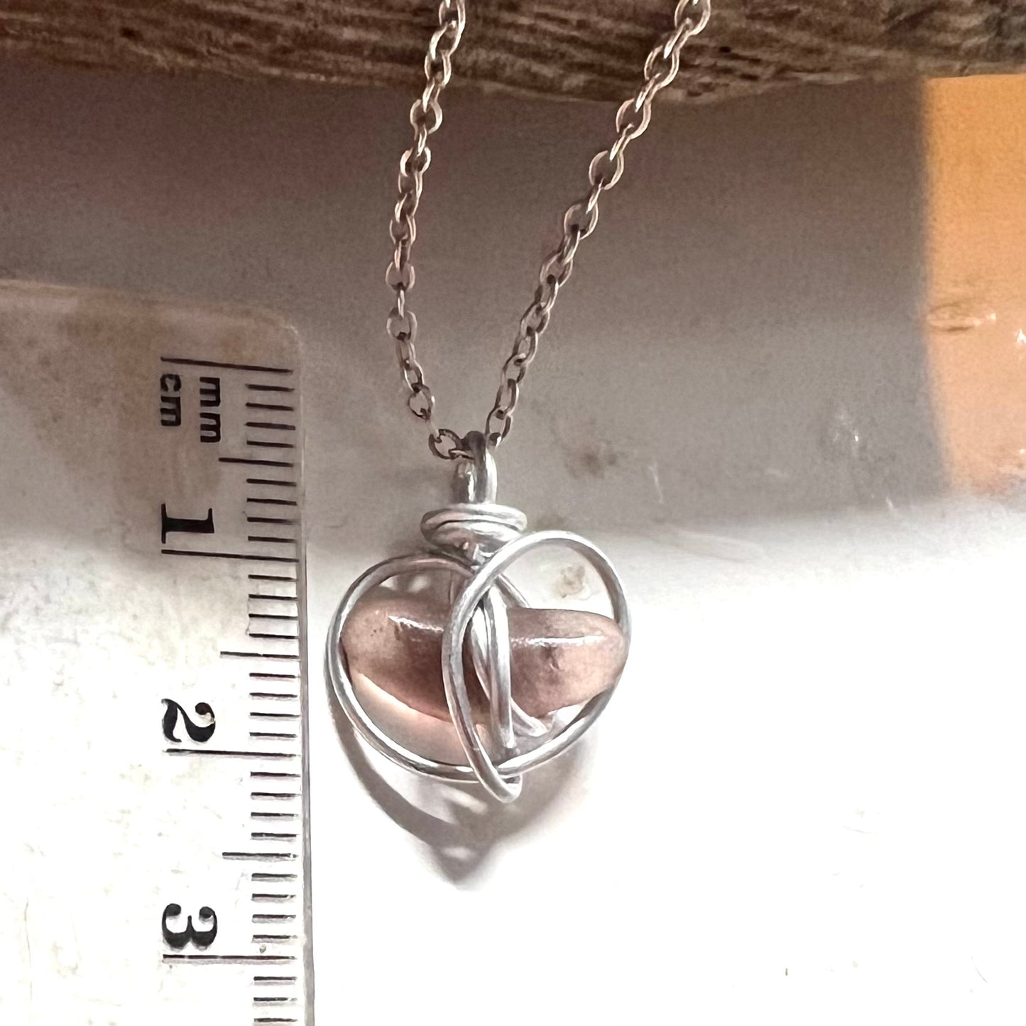 Dusky Pale Pink Seaham Sea Glass Pendant