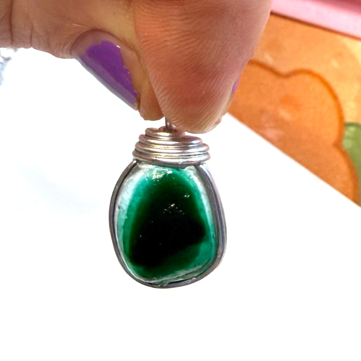 Green Seaham Sea Glass Multi Pendant
