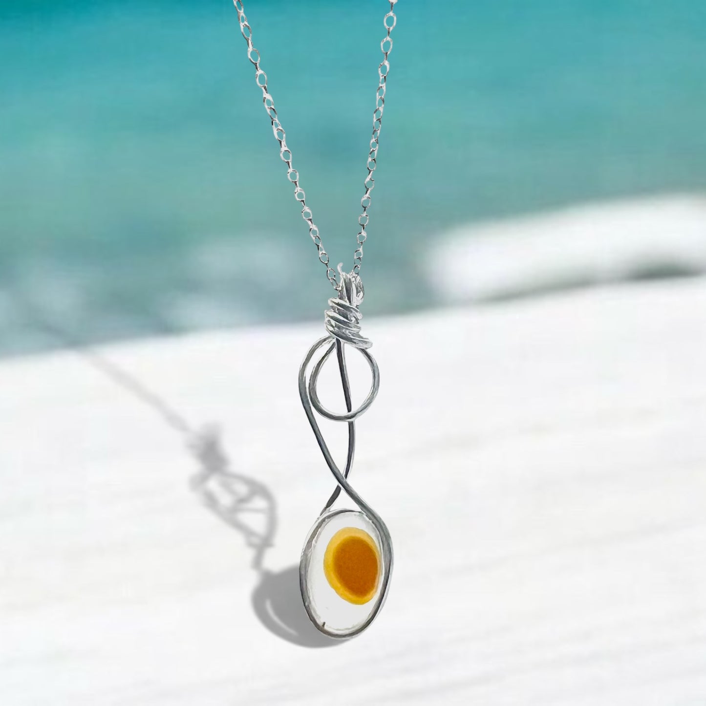 Yellow and Orange Seaham Sea Glass Multi Pendant