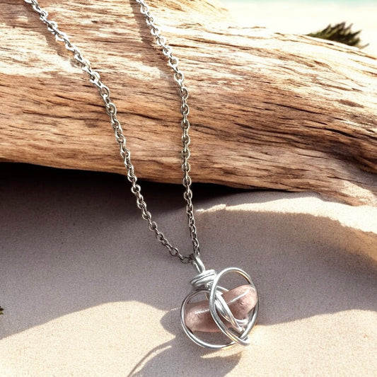 Dusky Pale Pink Seaham Sea Glass Pendant