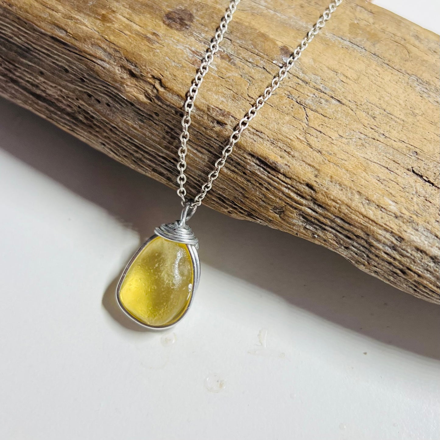 Rare Yellow Sea Glass Pendant