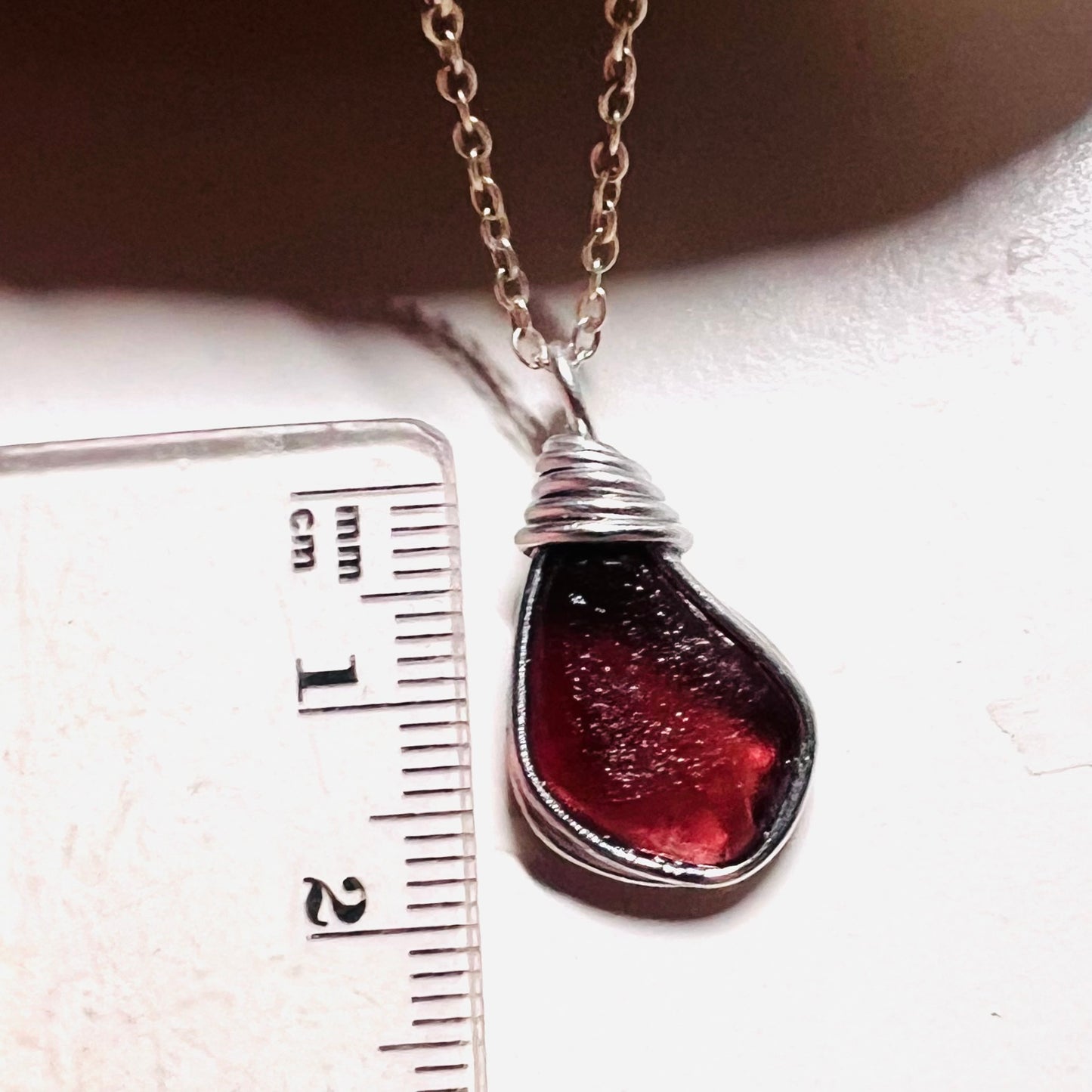 Maroon Seaham Sea Glass Pendant