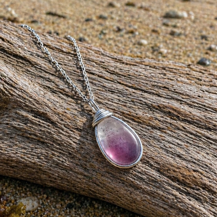 Rare Mauve Purple/Pink tone of Seaham Sea Glass Multi Pendant