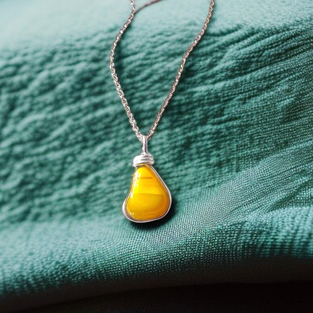 Canary Island Rare Yellow Sea Glass Pendant