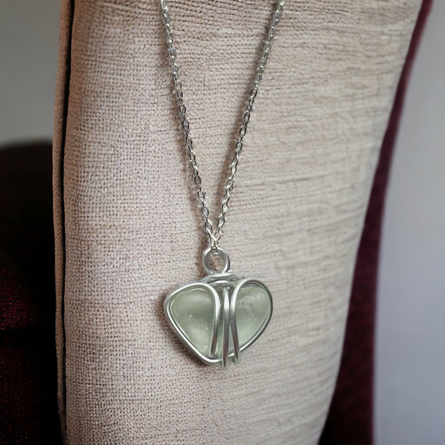 Seafoam Heart Seaham Sea Glass Pendant