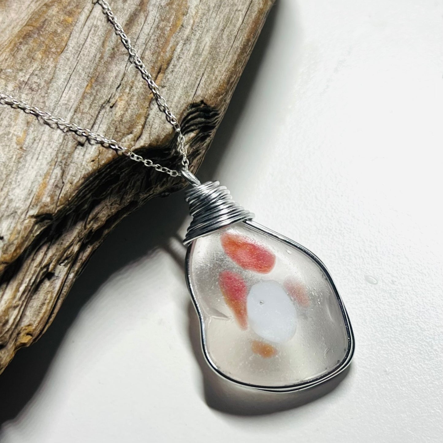 Very Large Italian Iberian Sea Multi Sea Glass Pendant