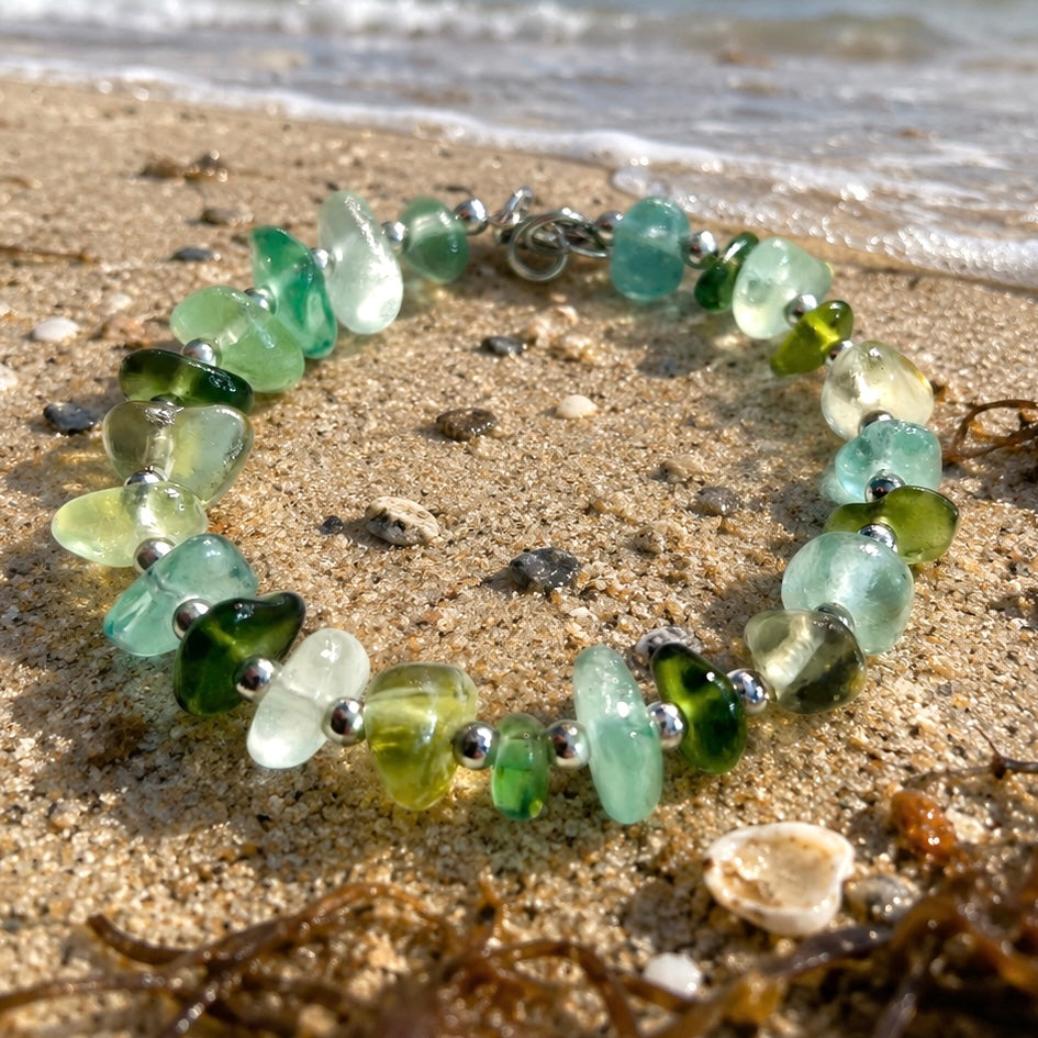 Seaham Sea Glass Greens Full Circle Bracelet