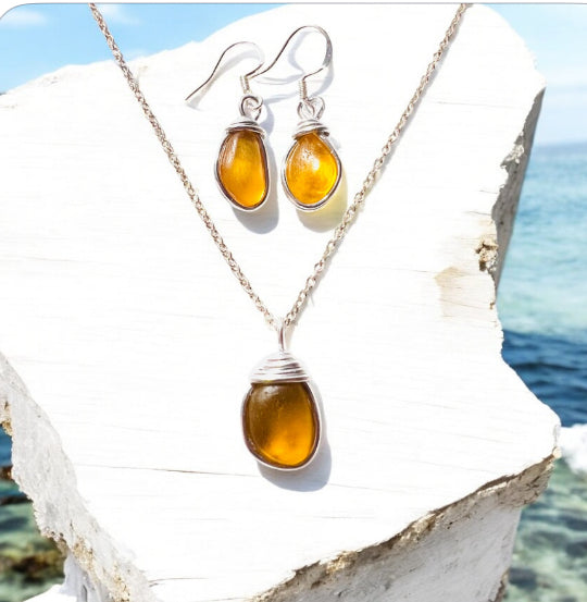 Canary Island Sea Glass Jewellery Set