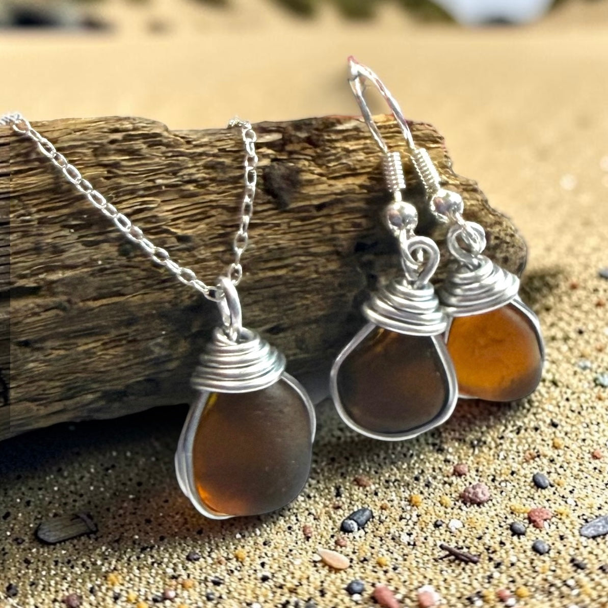 Amber Brown Seaham Sea Glass Jewellery