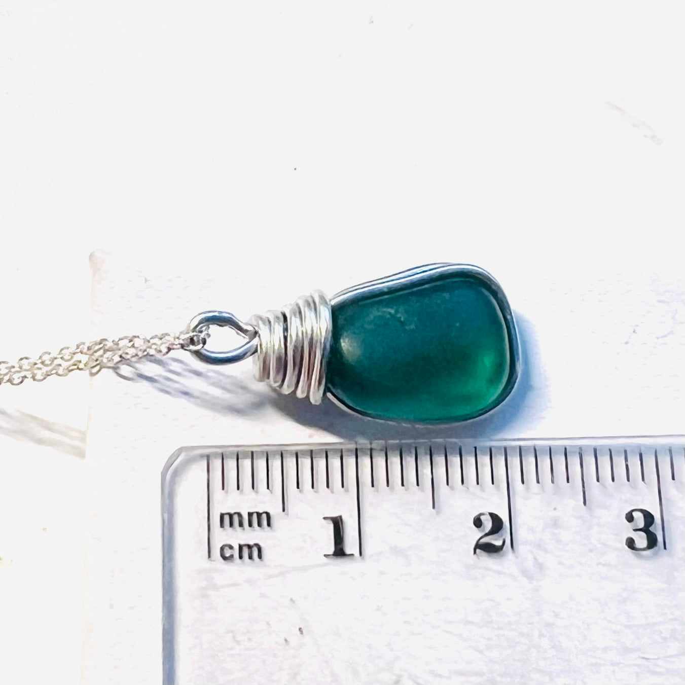 Turquoise Seaham Sea Glass and Glass Pearl Pendant