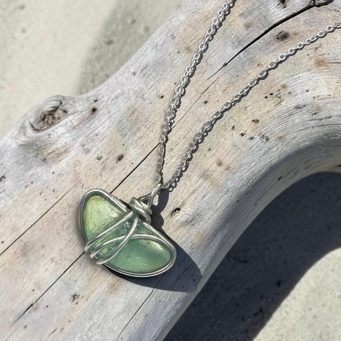 Aqua Green Seaham Sea Glass Pendant