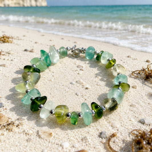 Seaham Sea Glass Greens Full Circle Bracelet