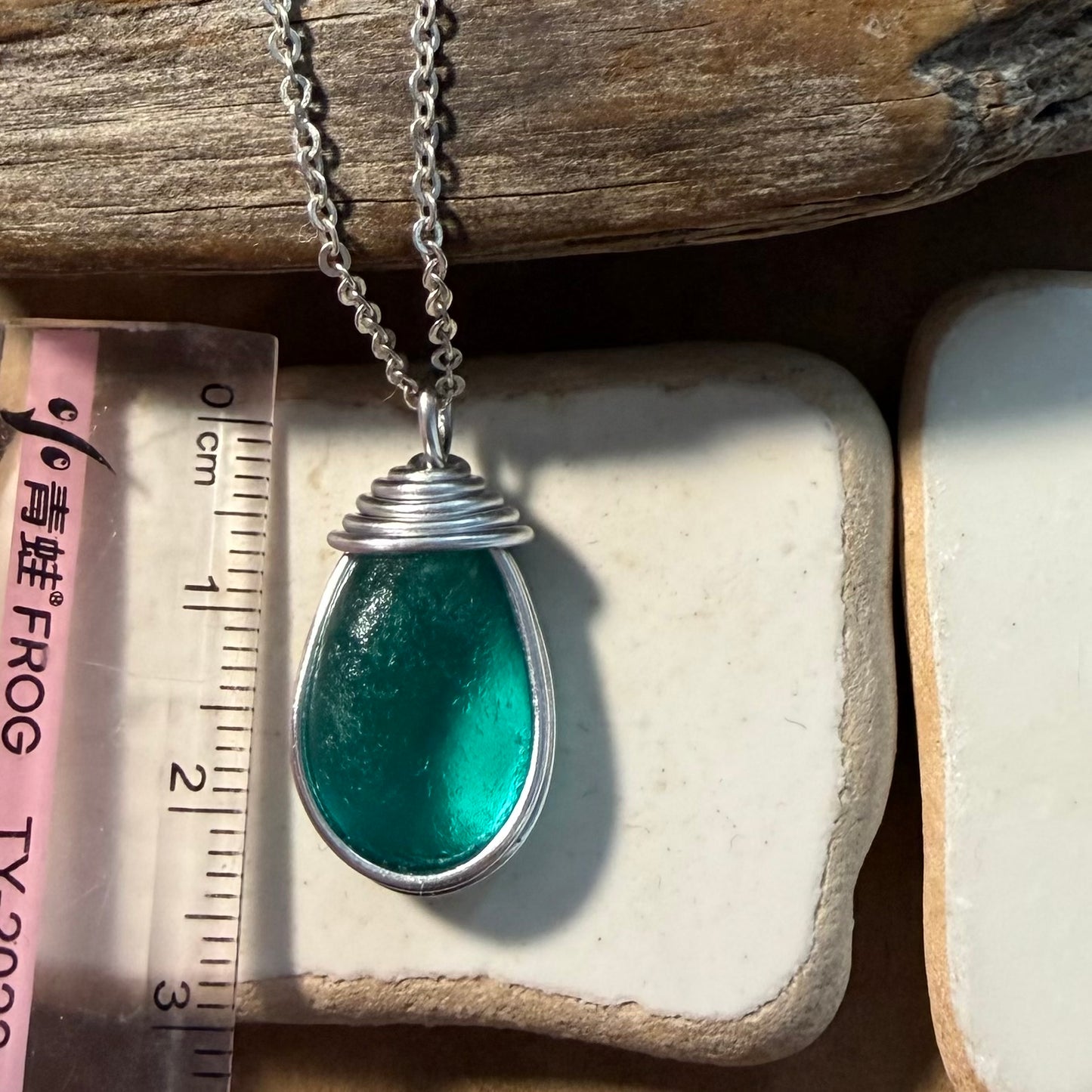 Canary Island Rare Turquoise Green Sea Glass Pendant l
