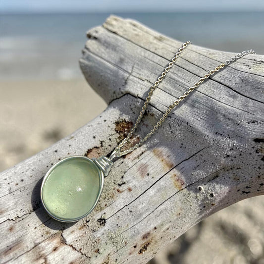 Pale Green Seaham Sea Glass Pendant