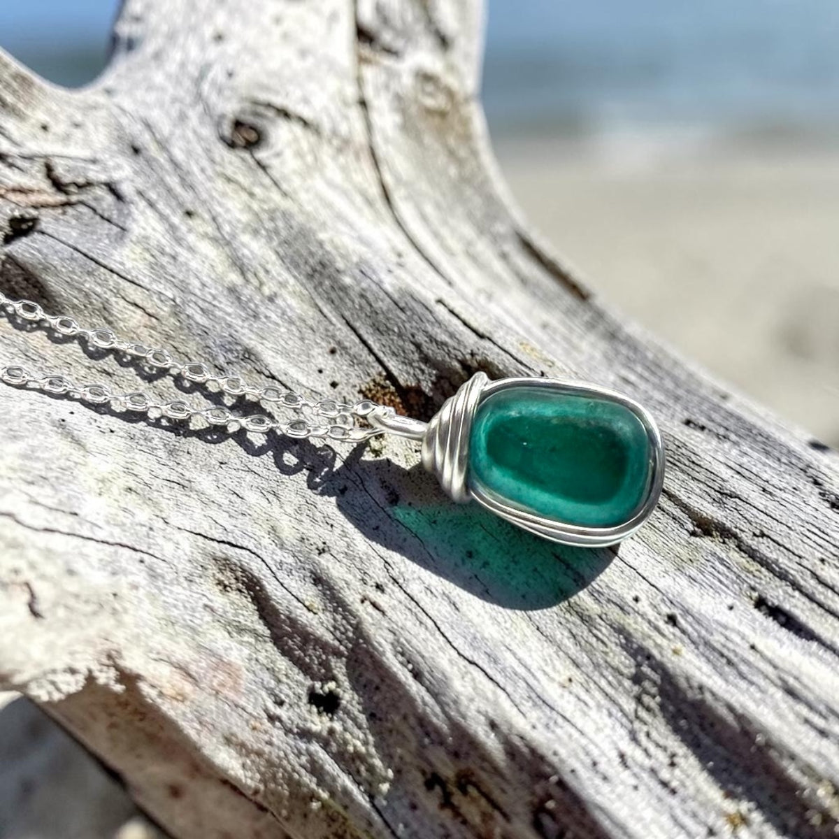 Stunning Rare Turquoise Seaham Sea Glass Multi Pendant