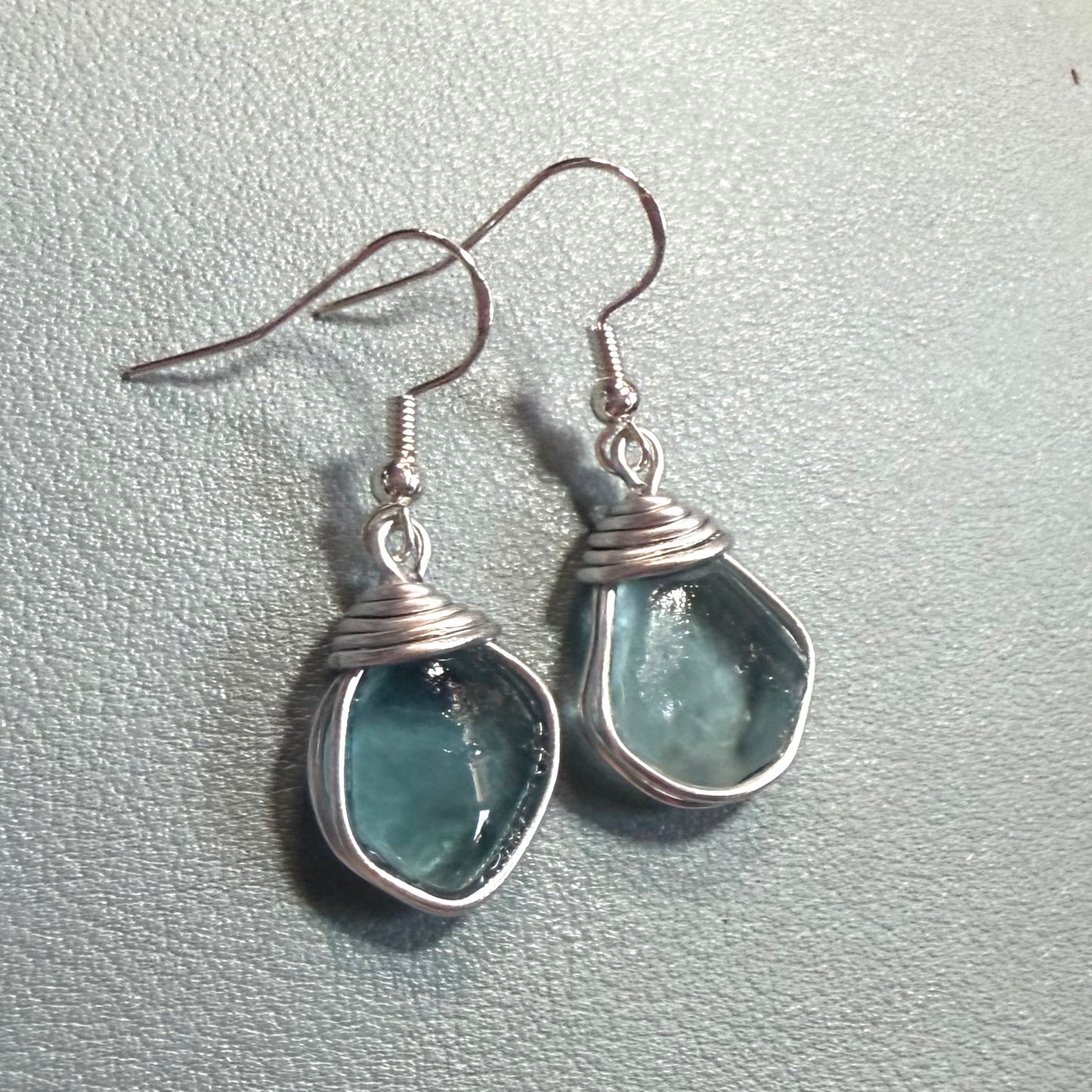 Blue Seaham Sea Glass Earrings