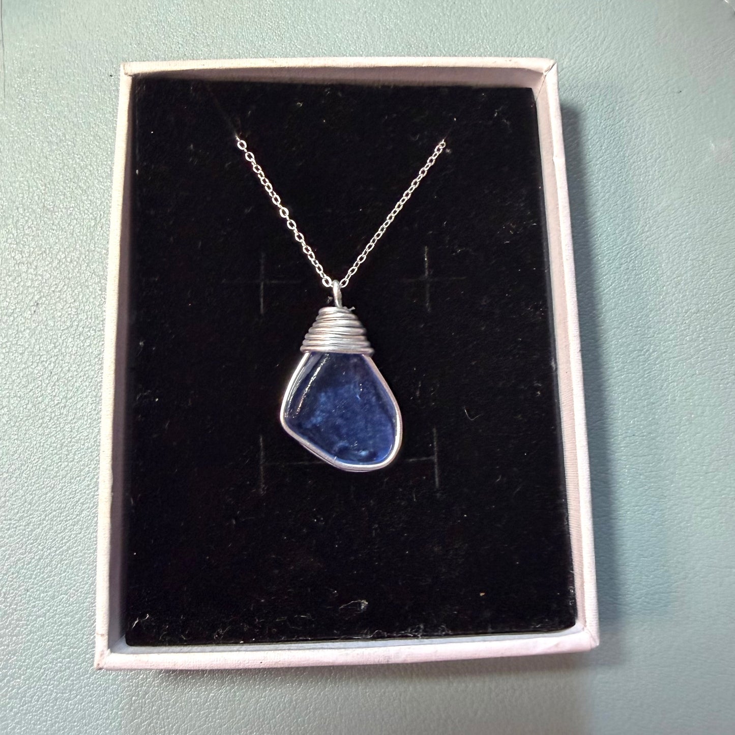Mid Blue Seaham Sea Glass Pendant