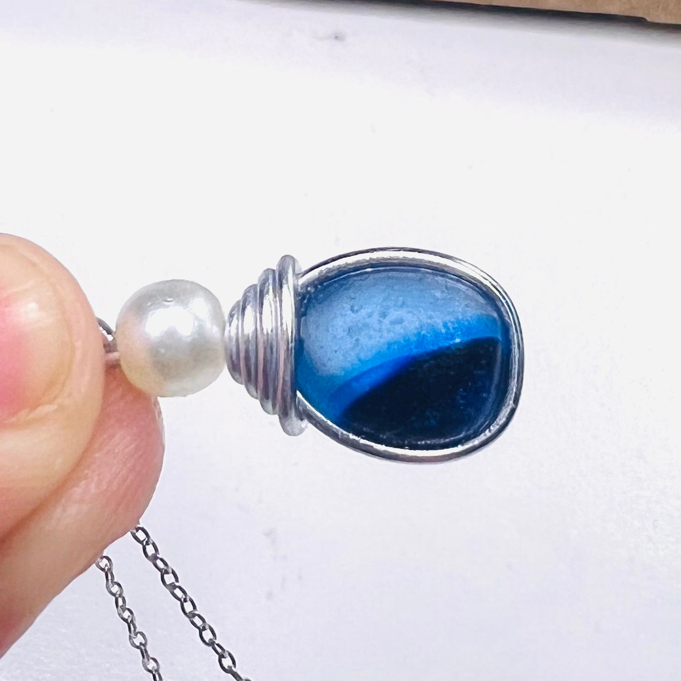 Seaham Sea Glass Multi Tone Blues  Pendant