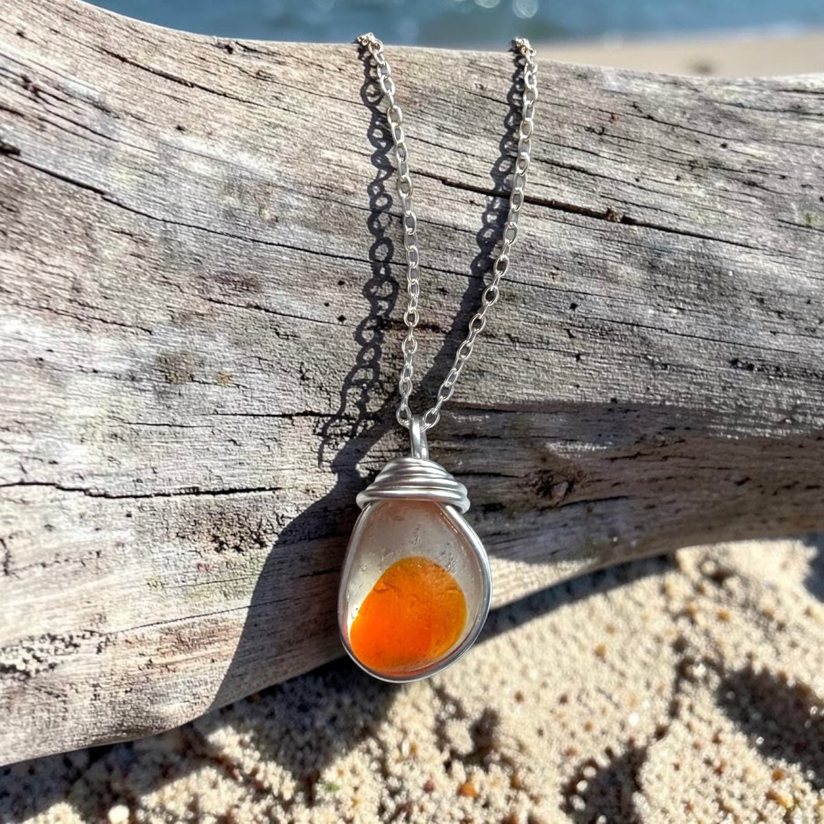 Super Orange Seaham Sea Glass Multi Pendant