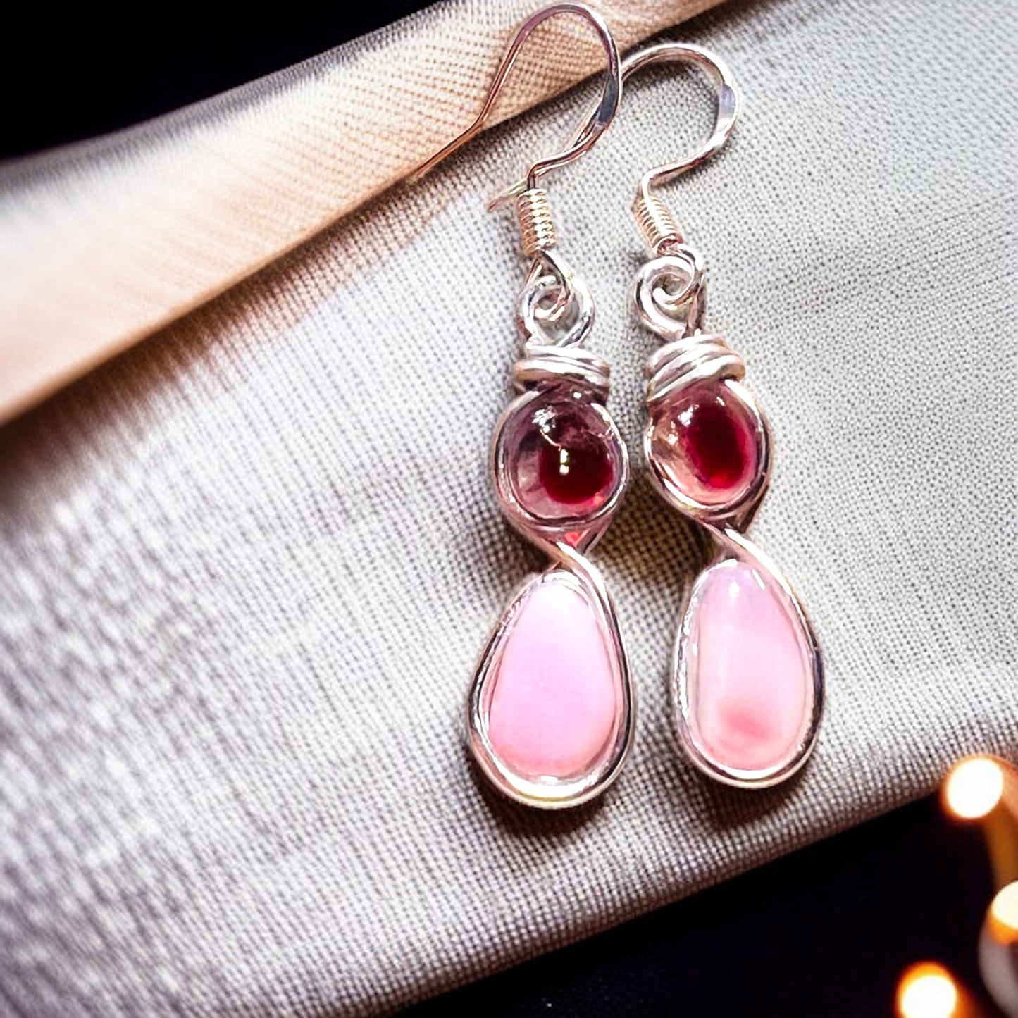 Pink Sea Glass Drop Earrings