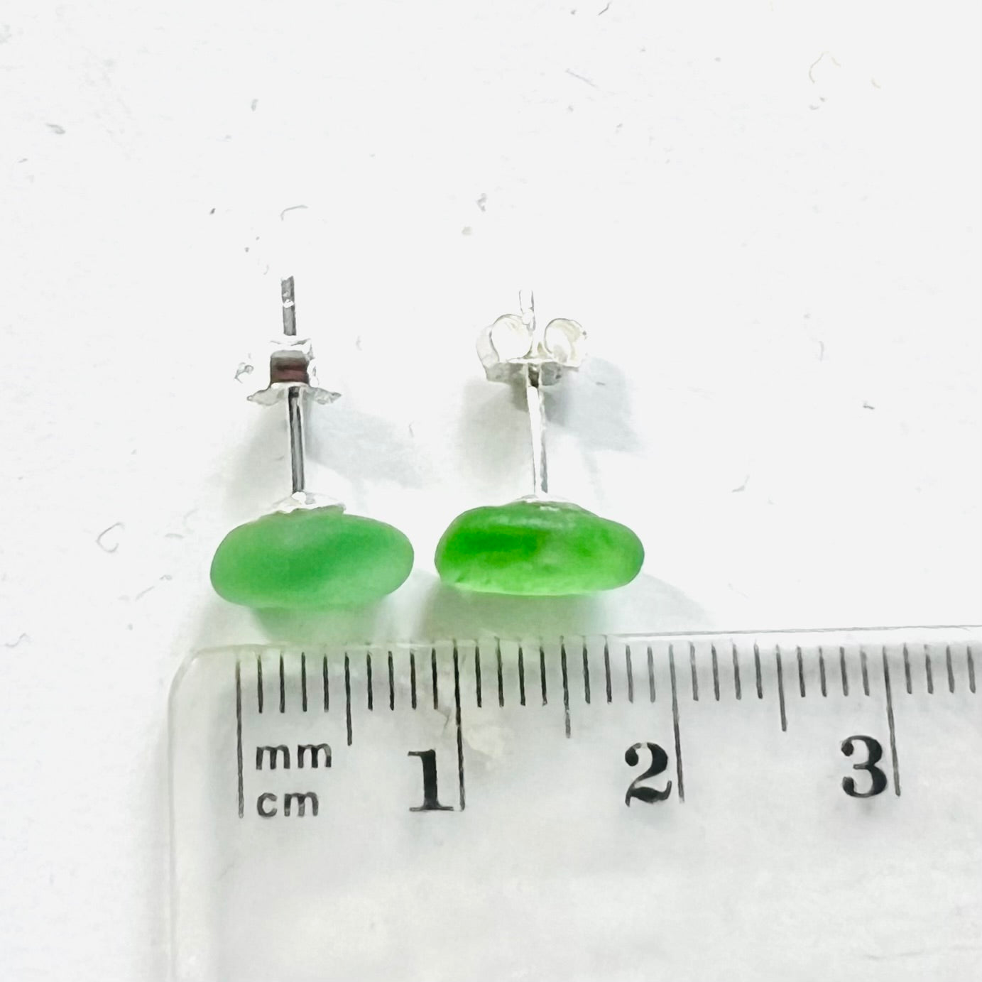 Bright Lime Green Canary Sea Glass Stud Earrings