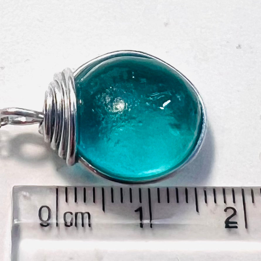 Canary Island Rare Turquoise Green Sea Glass Pendant