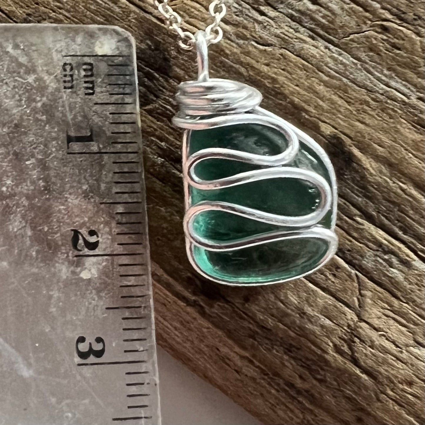Chunky Turquoise Seaham Sea Glass Waves Pendant