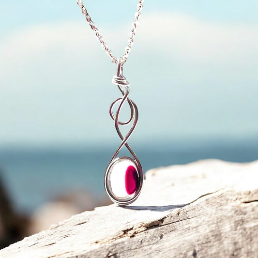 Rare Pink and Purple Seaham Sea Glass pendant