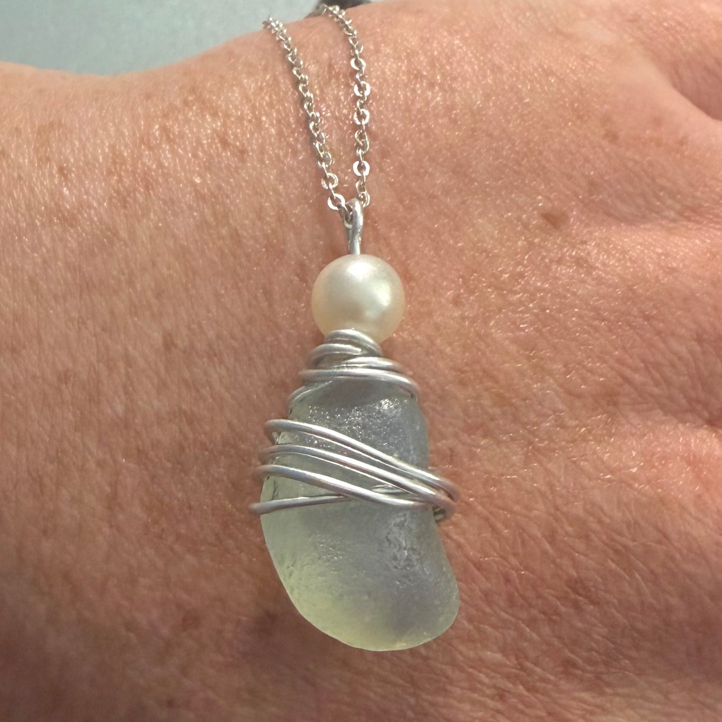 Rare Large Opalescent Seaham Sea Glass Pendant