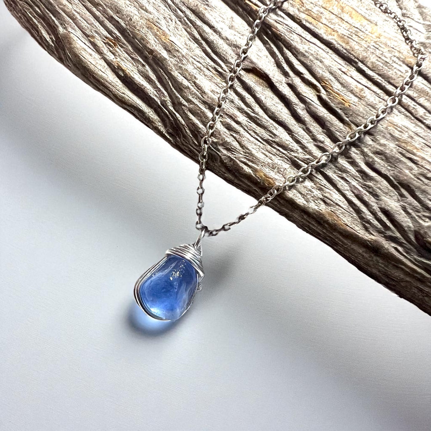 Mid Blue Seaham Sea Glass Pendant