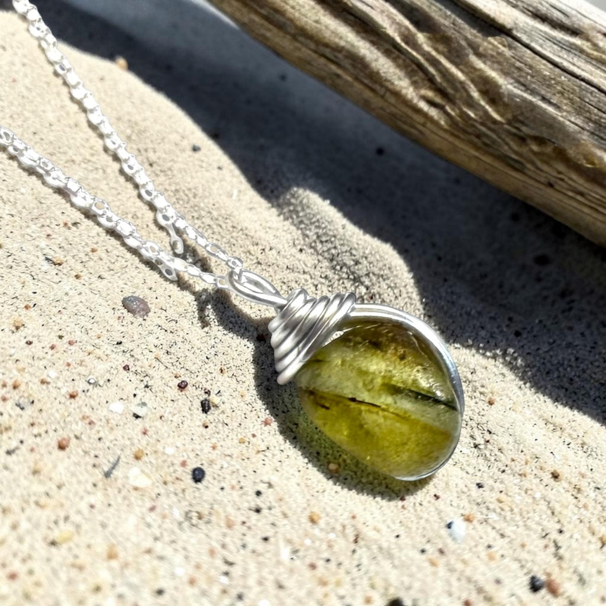 Rare Yellow Multi Tone Seaham Sea Glass Pendant
