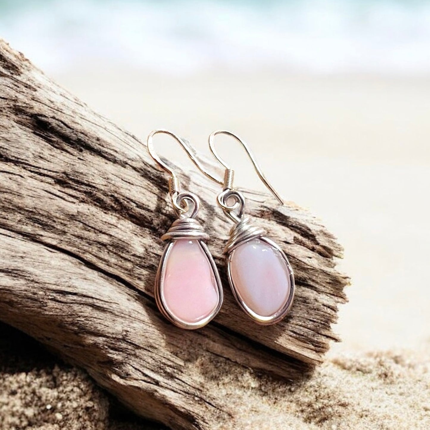 Milky Pink Seaham Sea Glass Earrings