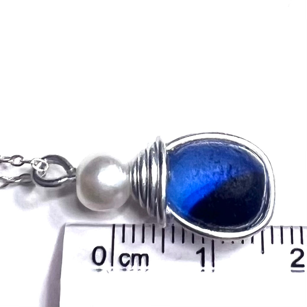 Seaham Sea Glass Multi Tone Blues  Pendant