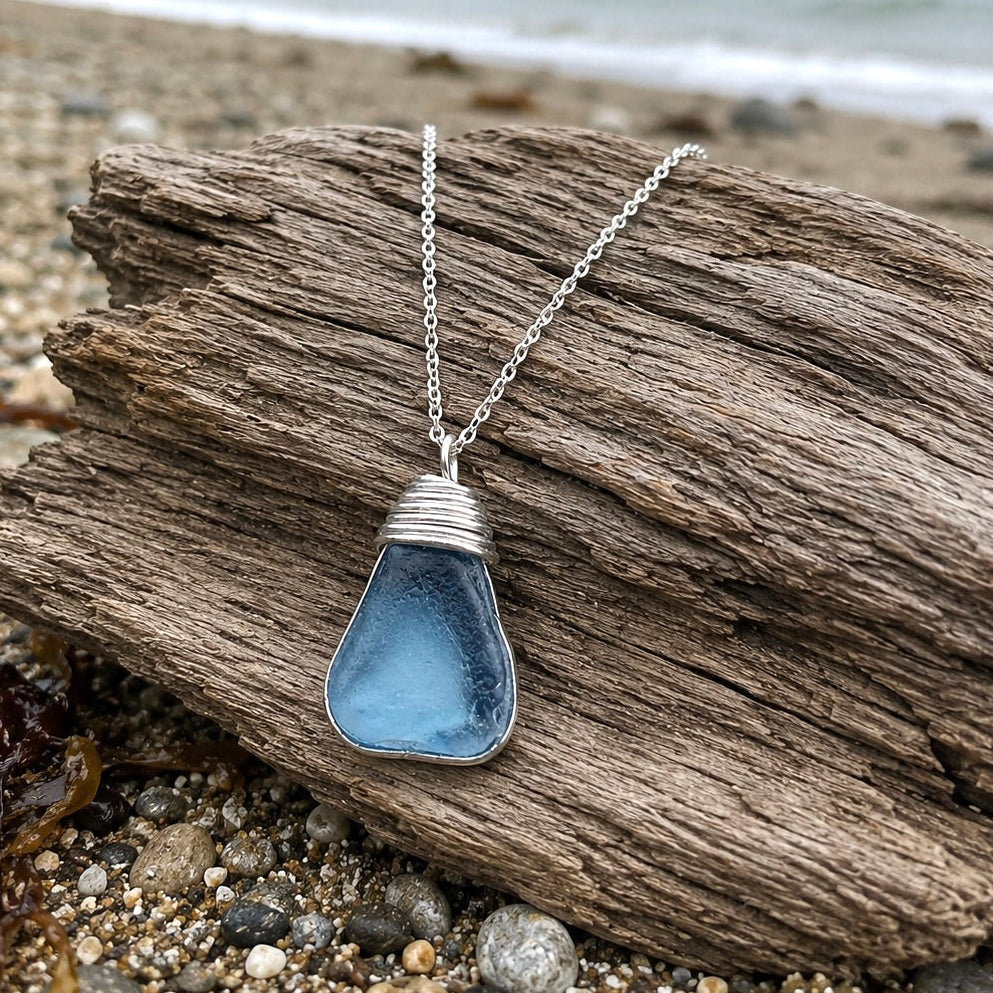 Kent Mid Blue Sea Glass Pendant