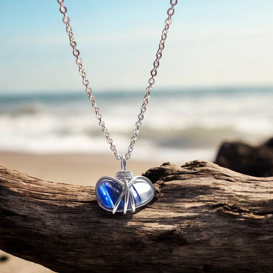 Blue and White Seaham Sea Glass Multi Pendant