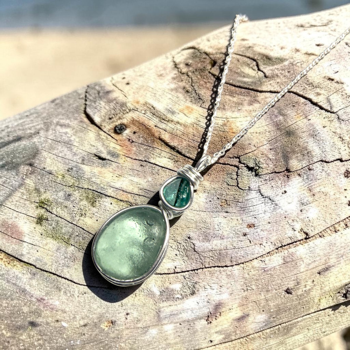 Pale Green Seaham Sea Glass Pendant