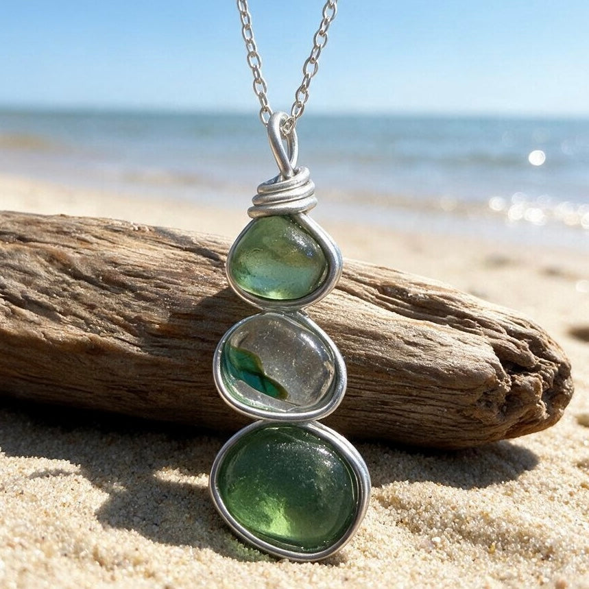 Three Piece Seaham Sea Glass Pendant