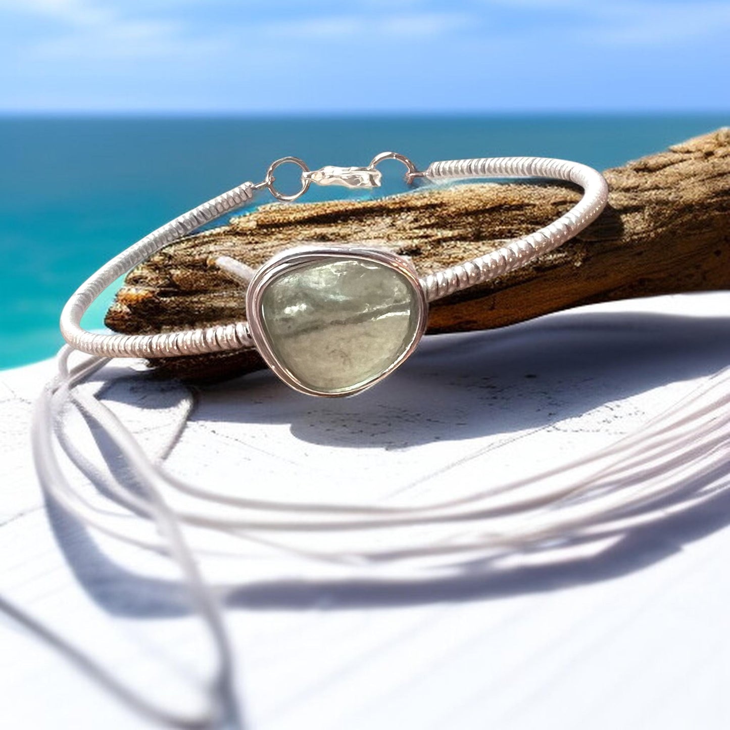 Seaham Sea Glass Wire Wrap Bangle LP