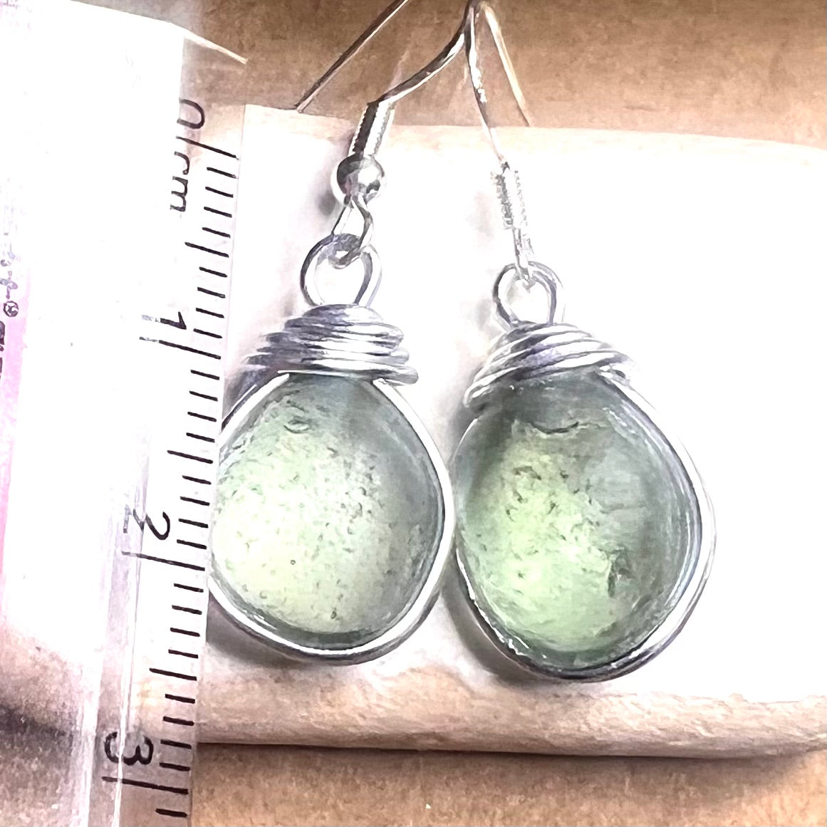 Aqua Chunky Seaham Sea Glass Earrings