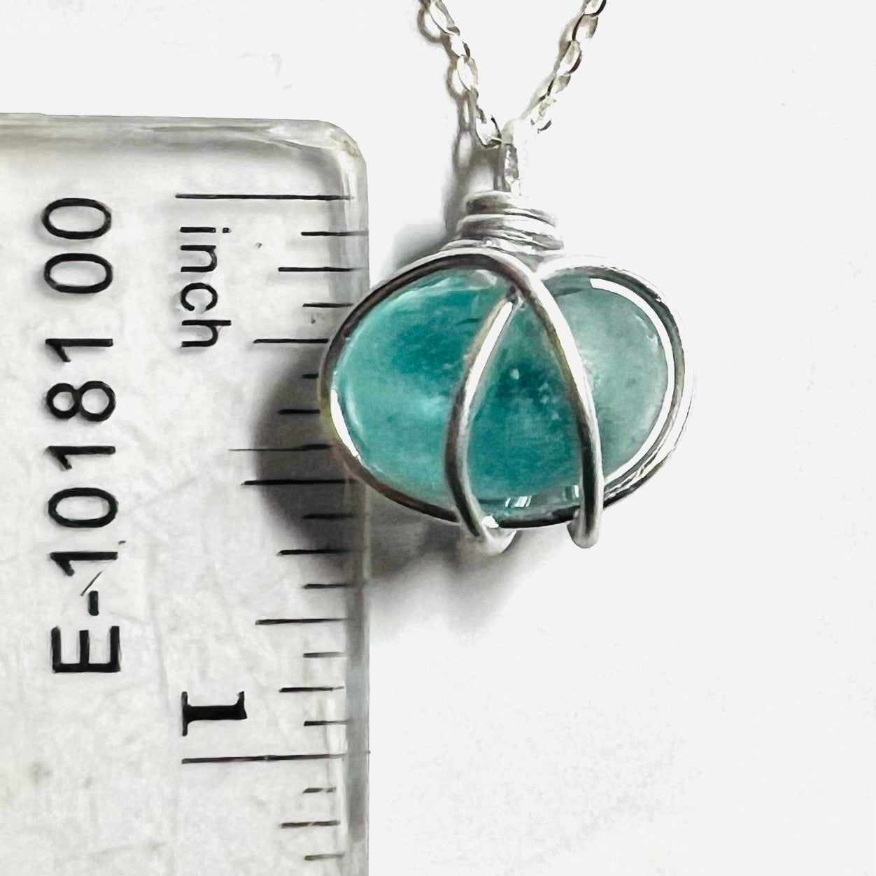 Bright Aqua Blue Heart Sea Glass Pendant