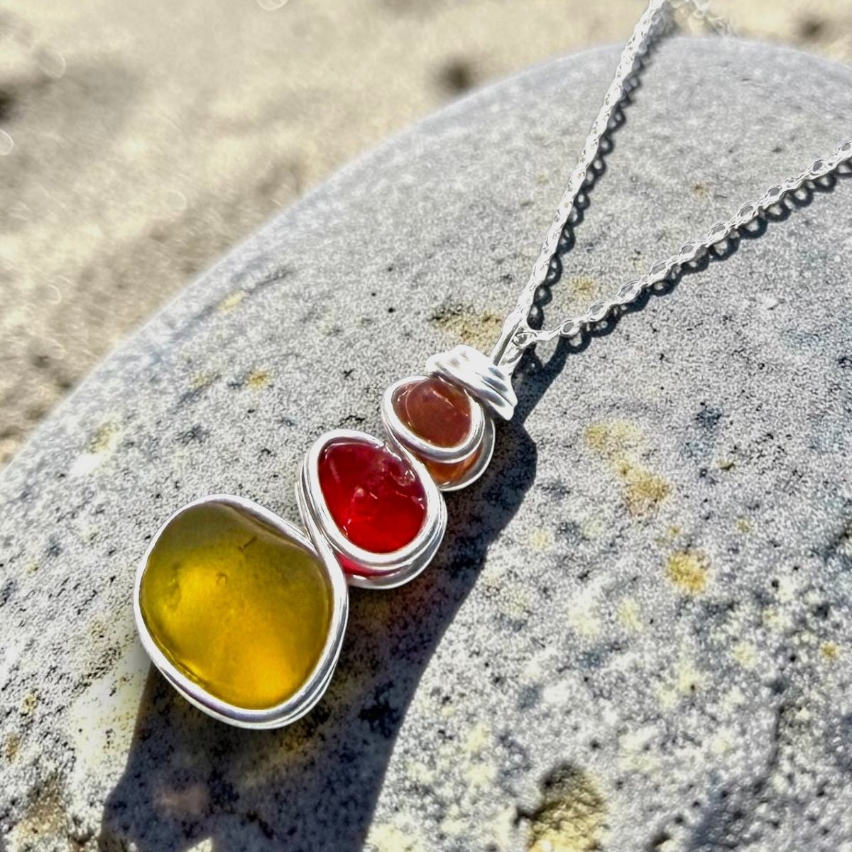 Three Piece Seaham Sea Glass Pendant