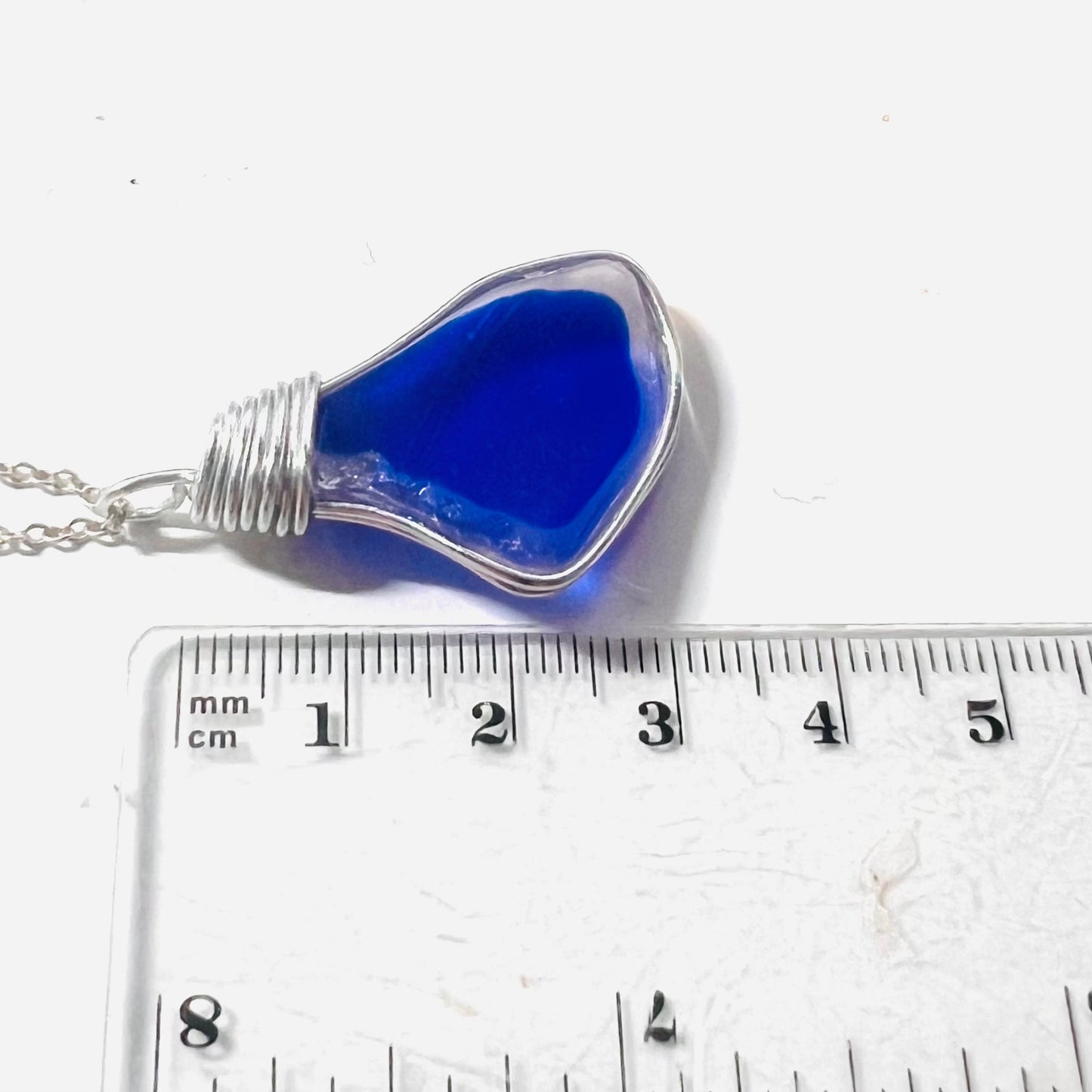 Canary Island Large Blue and White Sea Glass Pendant