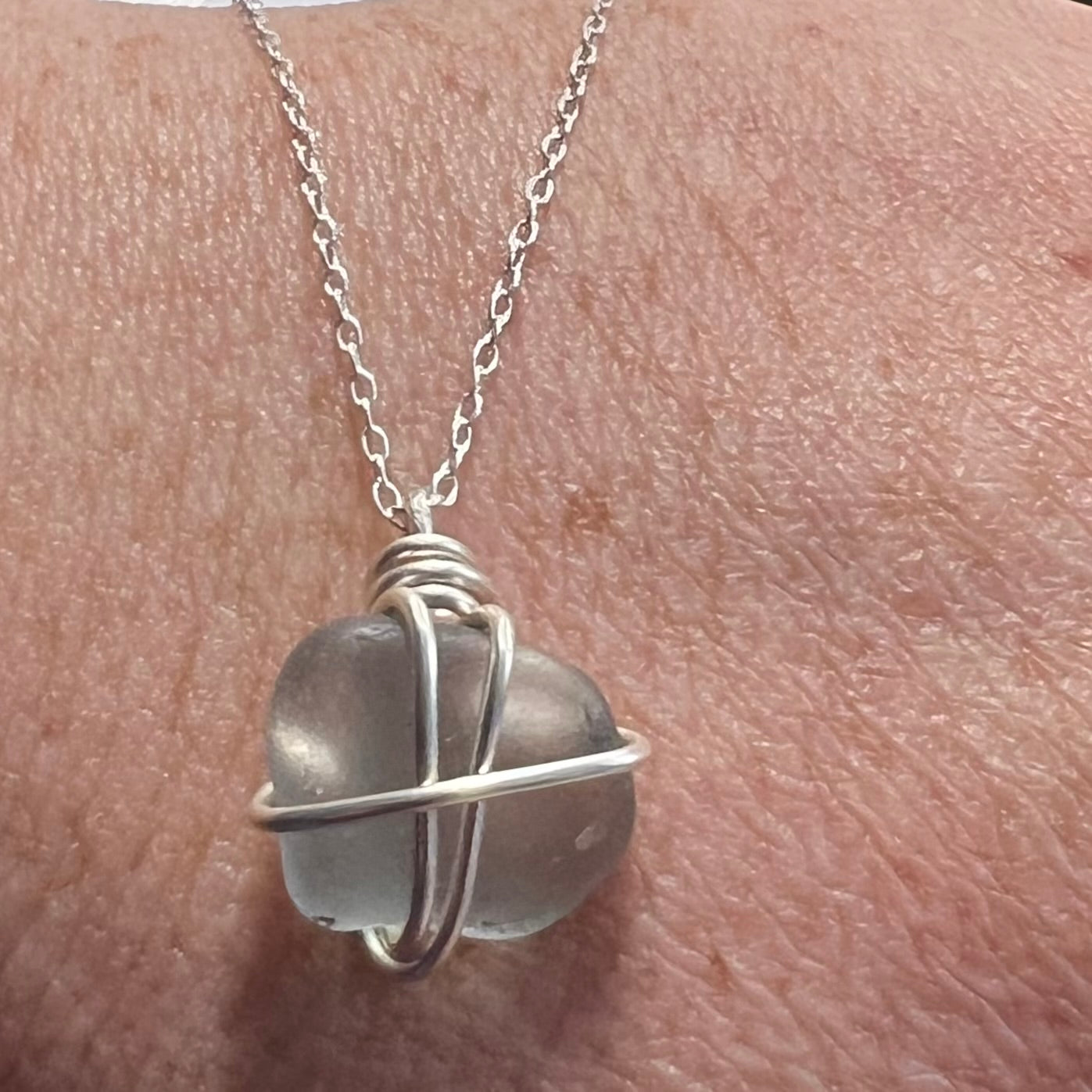 Dusky Grey Seaham Sea Glass Pendant