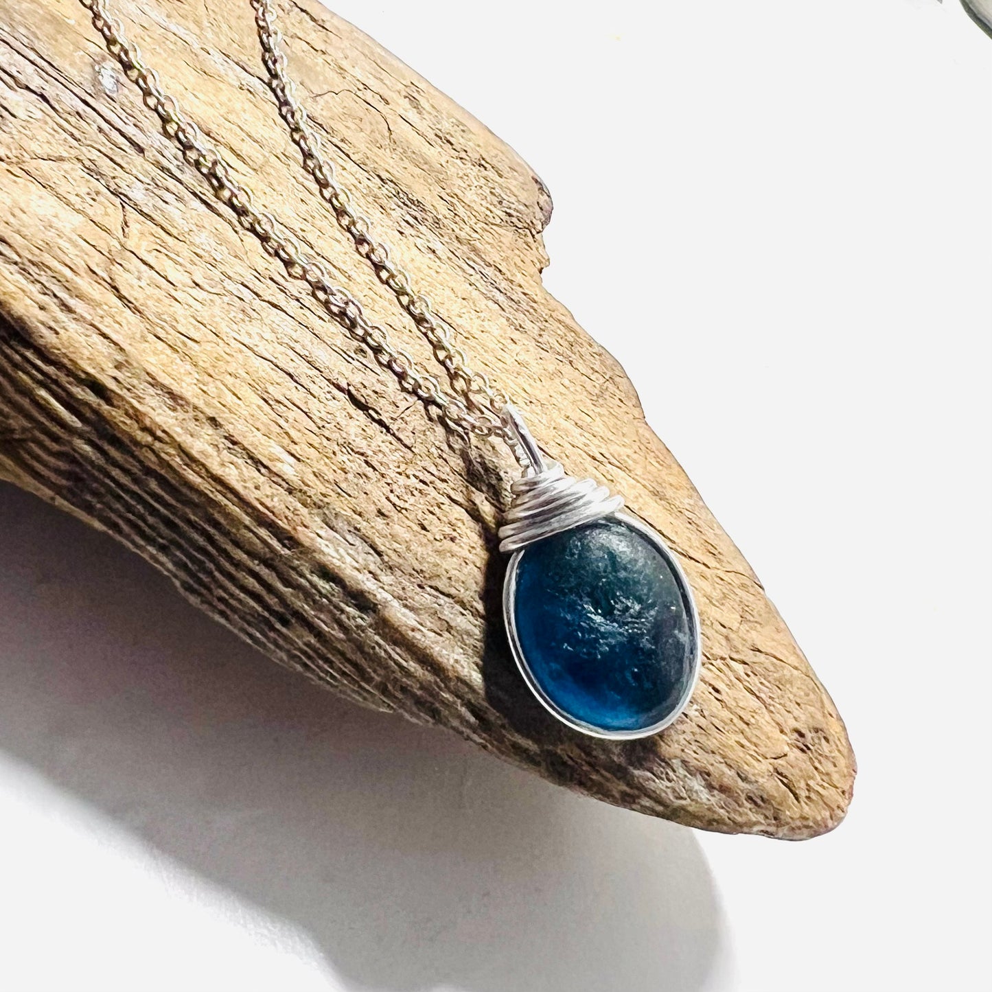 Mid Blue Seaham Sea Glass Pendant