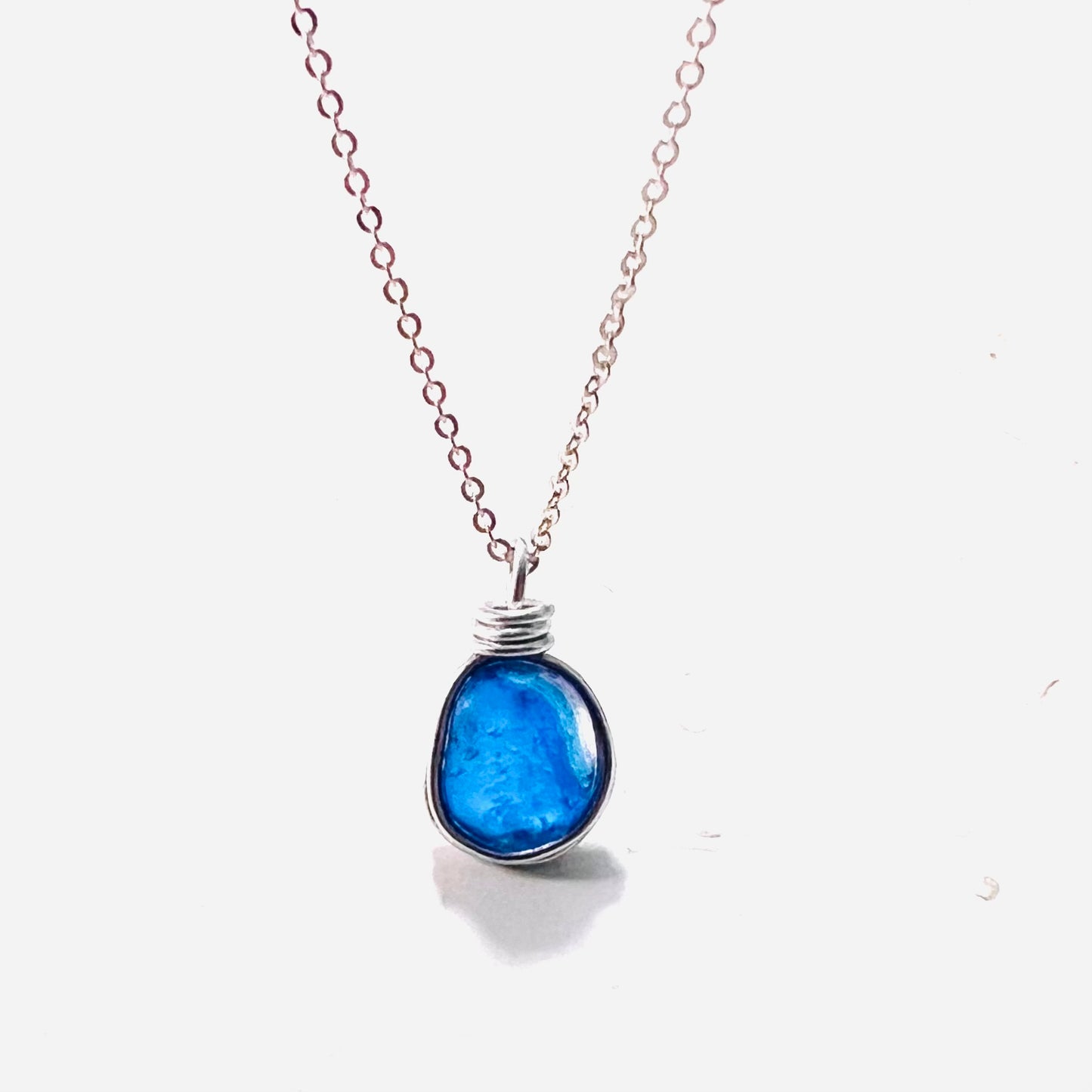 Mid Blue Seaham Sea Glass Pendant