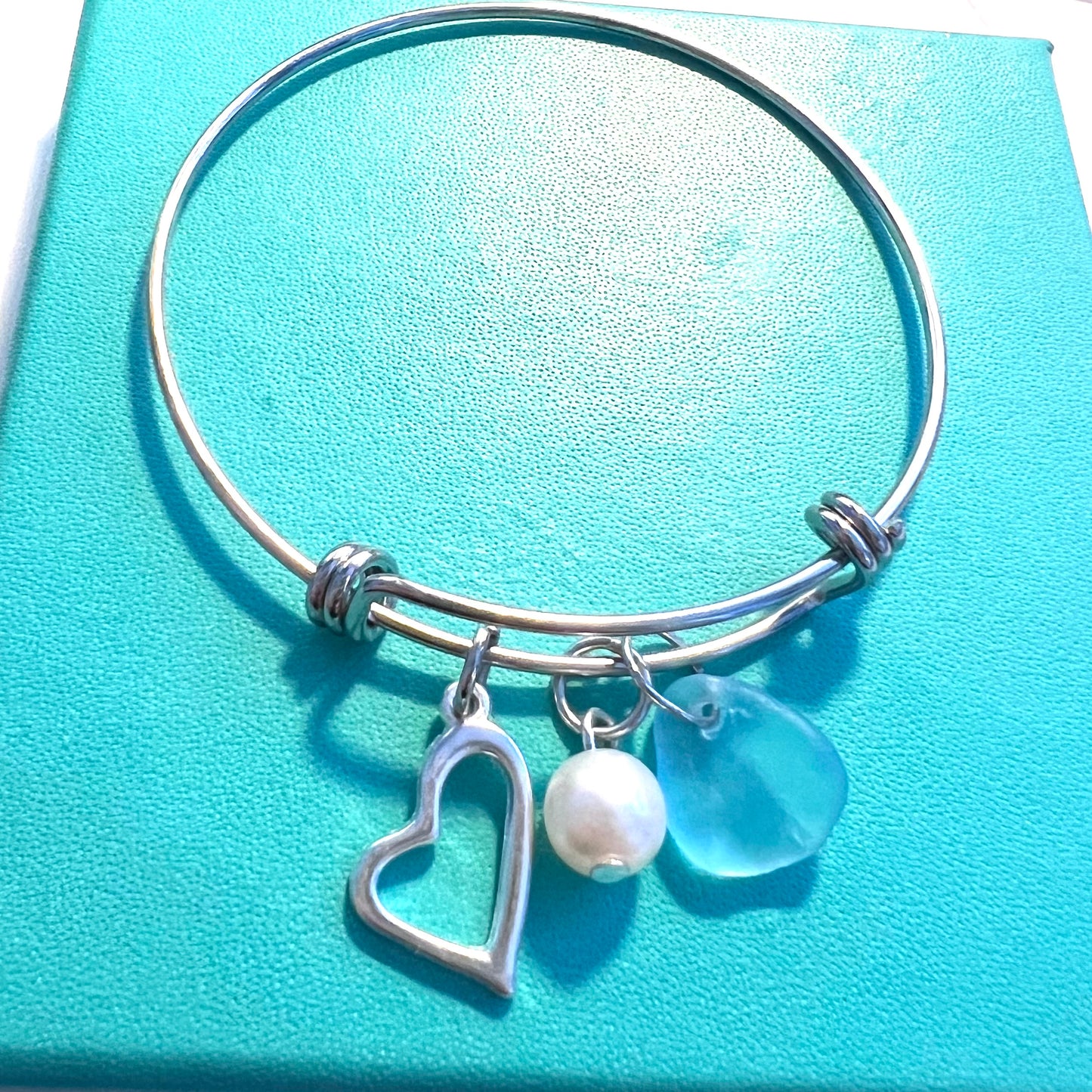 Seaham Sea Glass Heart Charm Bracelet