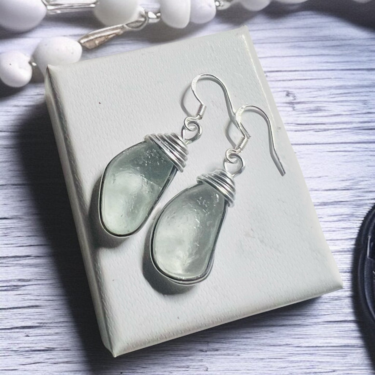 Seafoam Seaham Sea Glass Earrings